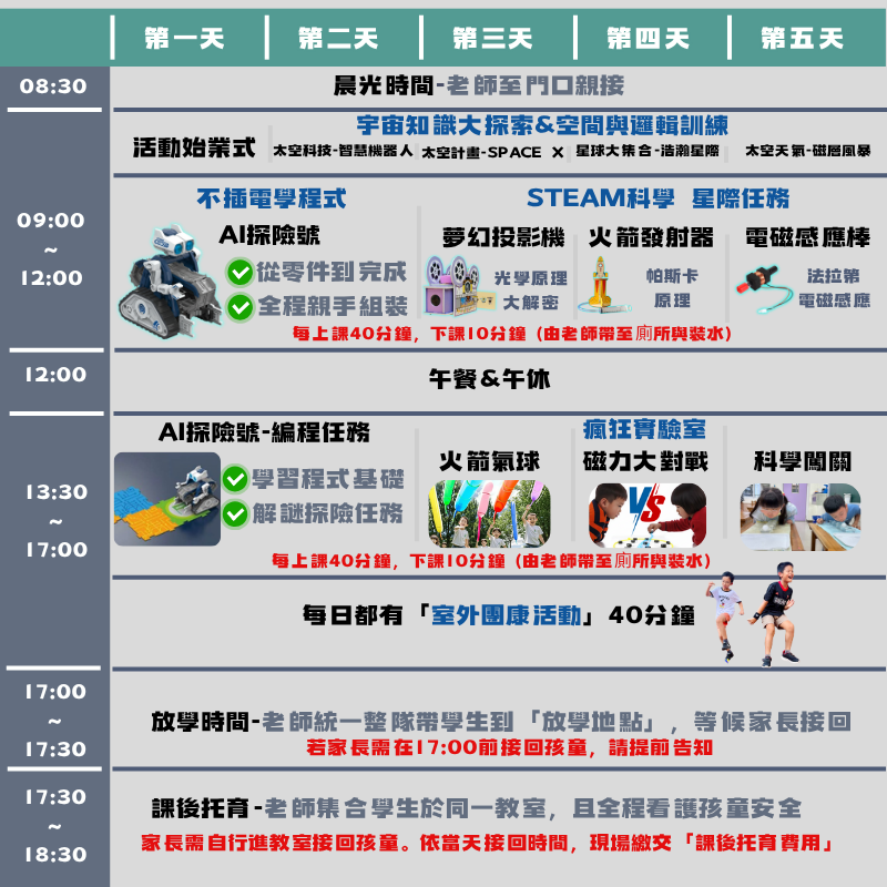 瀚宇教育 2026 冬令營 每日活動安排
